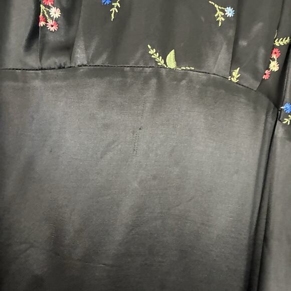 90s Y2K XOXO Satin Babydoll Dress Embroidered Sundress Floral size 0/2 XS - Picture 6 of 12